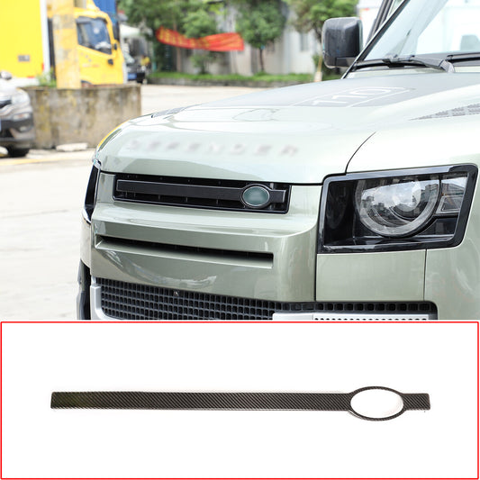 for Defender 110 2020 - 23 Carbon Fiber Front Center Mesh Grille Barbecue Strip Trim