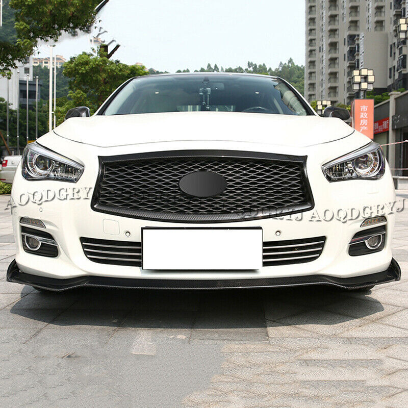 Carbon Fiber Front Grilles Grill Moulding Trim Cover for Infiniti Q50 2014-2017