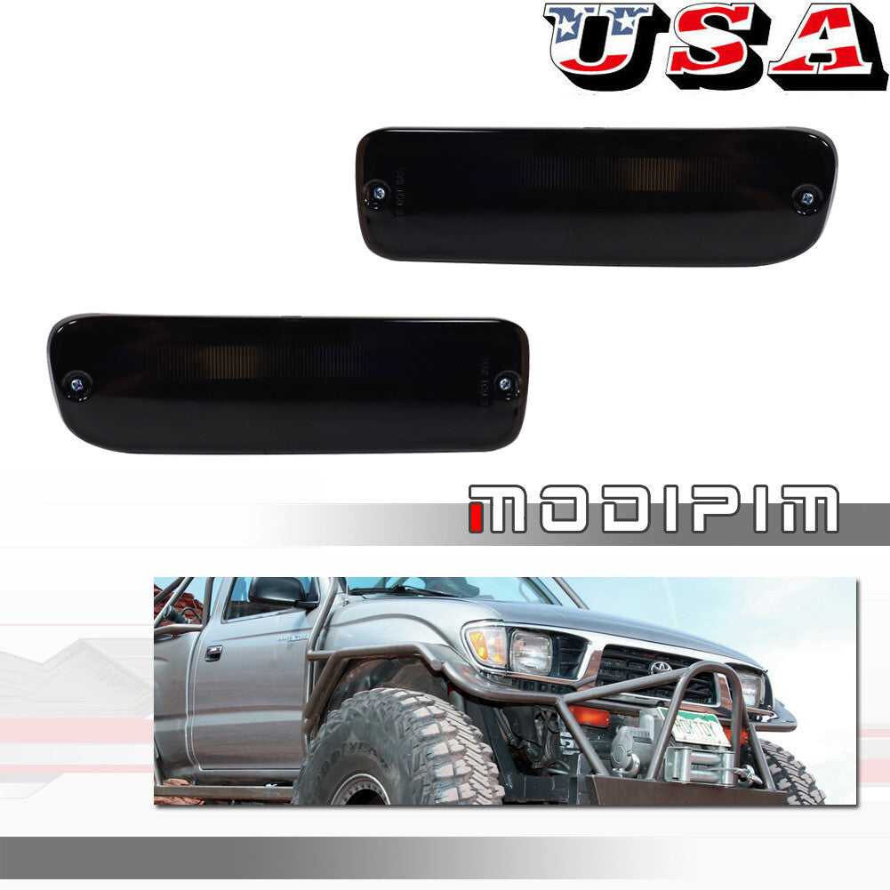 2 Pack Smoked Front Bumper Turn Signal Housing Kit for 1995-00 for Tacoma - v