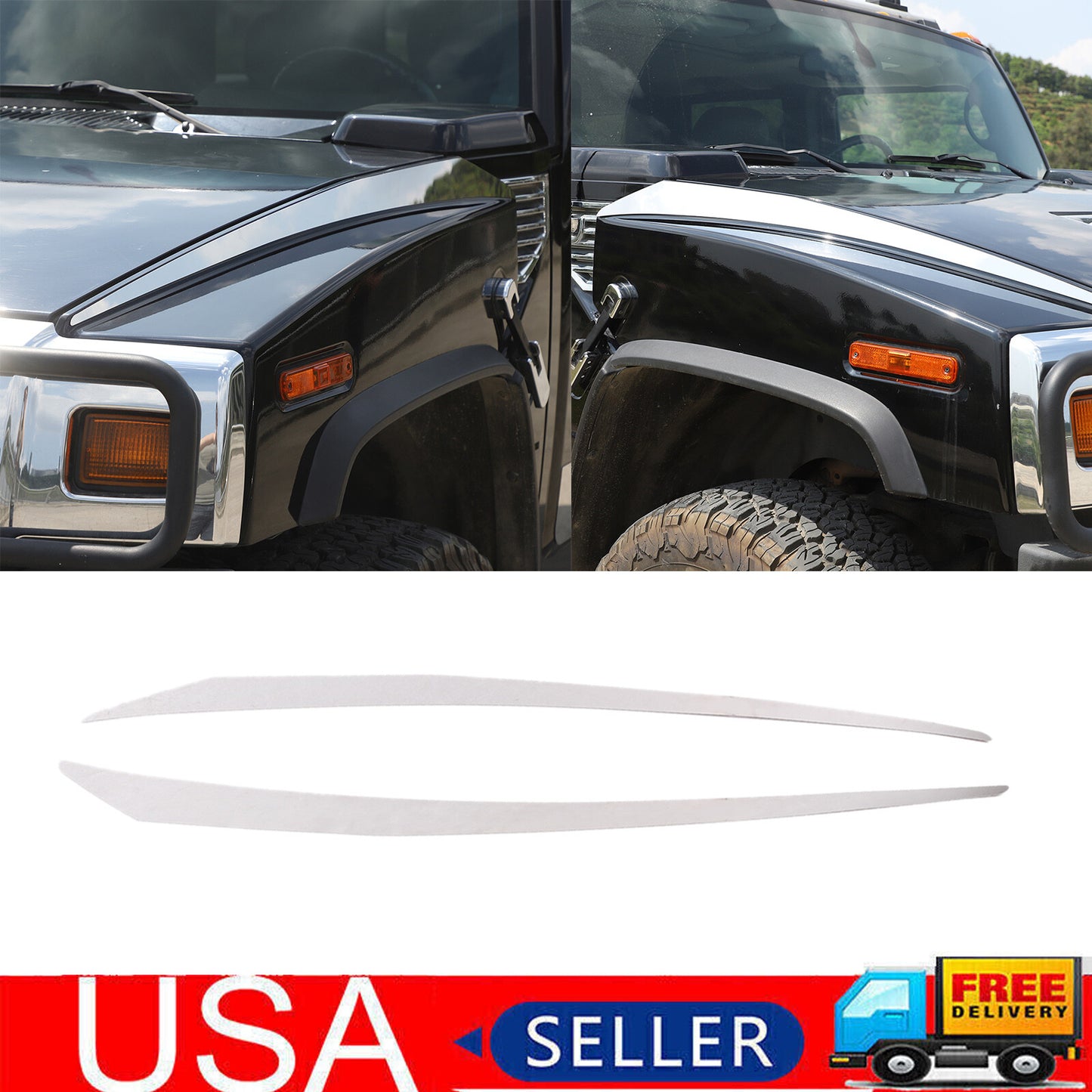 S.Steel Car Veneer Accent Trim 2-Piece Set for 2003-2009 for Hummer H2