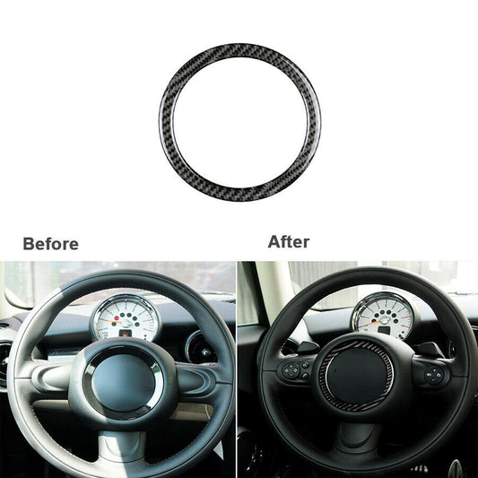 Carbon fiber inner steering wheel trim suitable for Mini Cooper R55 R56 2007-13 Q