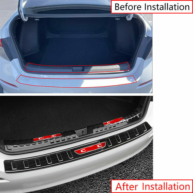 2x for Honda for Civic 2022-23 Black Steel Rear Door Protector Sill Plate Cover trim