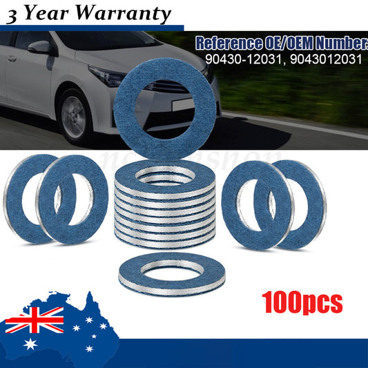 100PCS 90430-12031 12mm Oil Drain Sump Plug Washers Gasket Hole for Toyota NEW Q