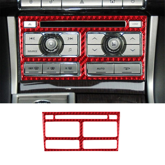 Red Central Control CD Player Frame Trim Cover Carbon Fiber for Jaguar XF 09-11