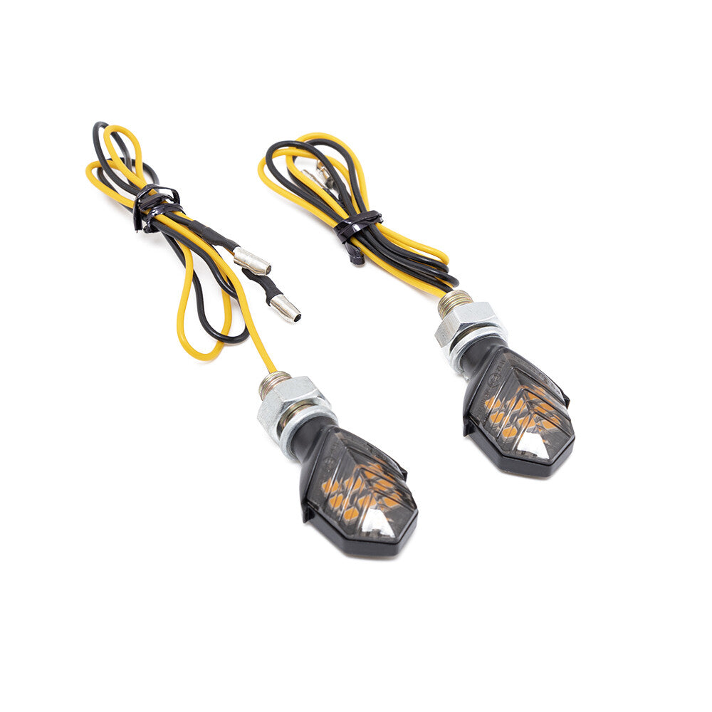 2X for Mini Smoke Lens Turn Signal Light 9LED 12V 8mm Amber Blinker Indicator Lamp Q