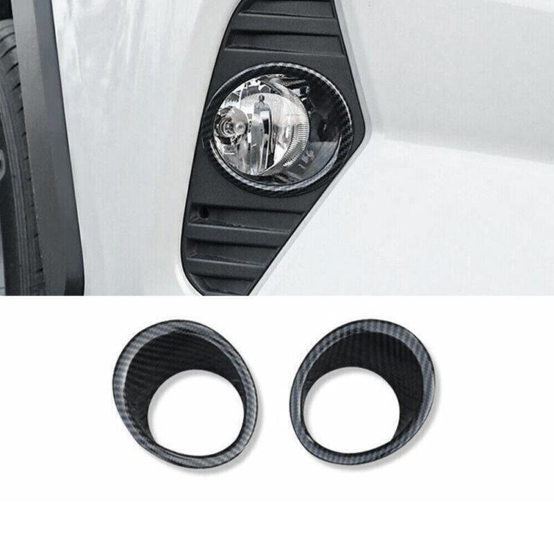 for Toyota RAV4 19-2023 Carbon Fiber Exterior Front Fog Light Lamp Ring Trim 2P