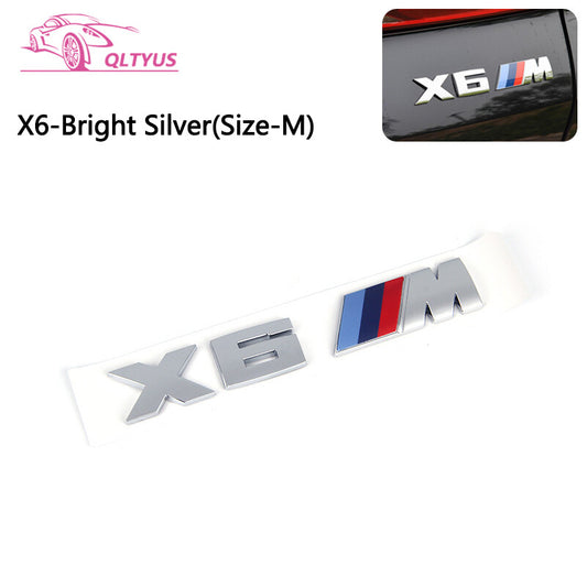 for BMW Matte Silver M Series X6M Trunk Emblem Lettering Decal Badge Set