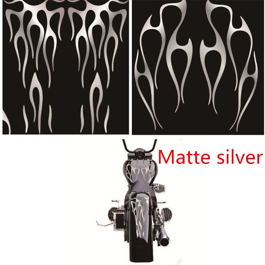 Waterproof Matte Silver Motorcycle Flame Sticker Kit For Fender Decorative Decal Q