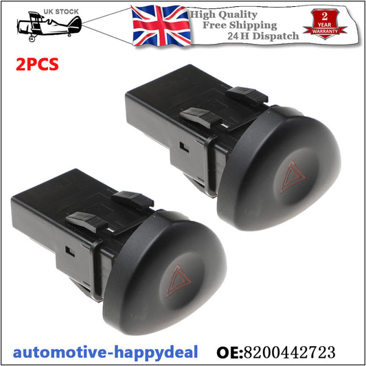 2X HAZARD WARNING LIGHT EMERGENCY SWITCH BUTTON for RENAULT CLIO 8200634256