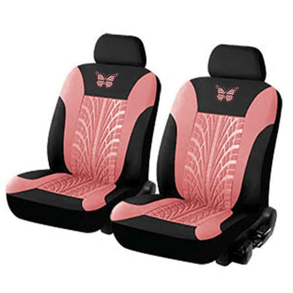 9pcs Full Set Car for Seat Covers For Interior Accessories - Front & Rear Black/Pink