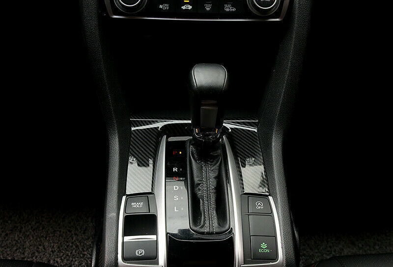 Console Gear Shift Frame Cover Trim for Honda for Civic 2016-2021 10th Carbon Fiber