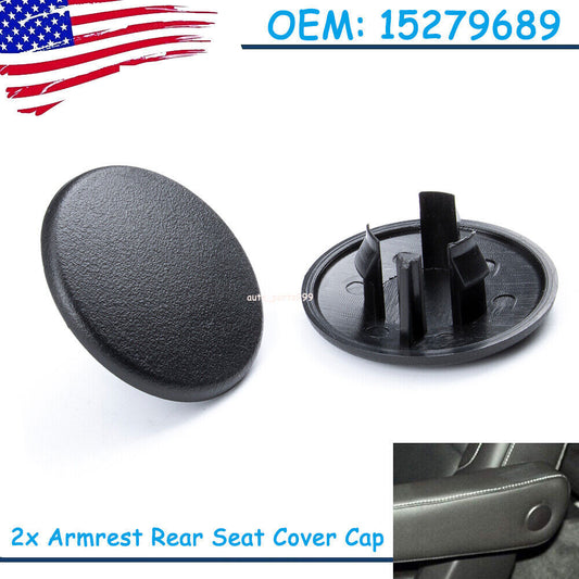Two black rear for seat armrest bolt covers for 2007-2018 suburban Gimsey for Yukon Territory models. n