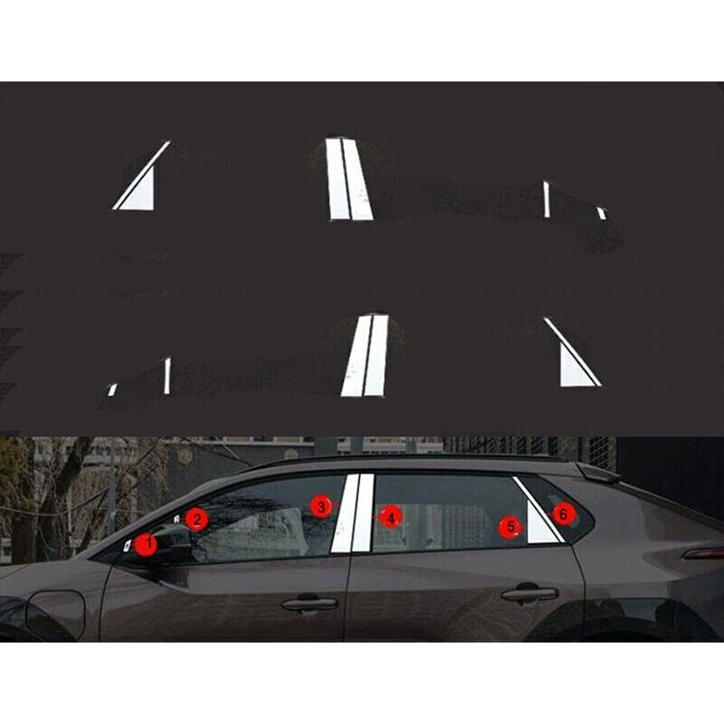 for Toyota BZ4X 23-2024 Chrome Steel Pillar Post Door Mirror Moulding Cover Trim