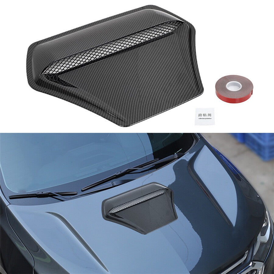 Glossy Carbon Fiber Car Front Air Flow Vent Cover Scoop Vent Bonnet Decor Cover Q