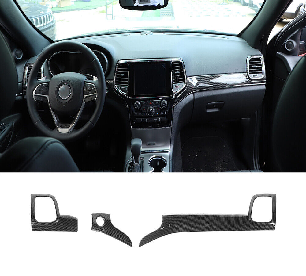 for Jeep Grand Cherokee 11-21 Carbon Fiber ABS Control Dashboard Panel Cover 3Pc