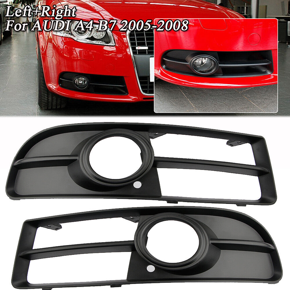 2-Piece Front Bumper Fog Light Grille Covers for 2005-2007 for Audi A4 B7 Hat Decorations