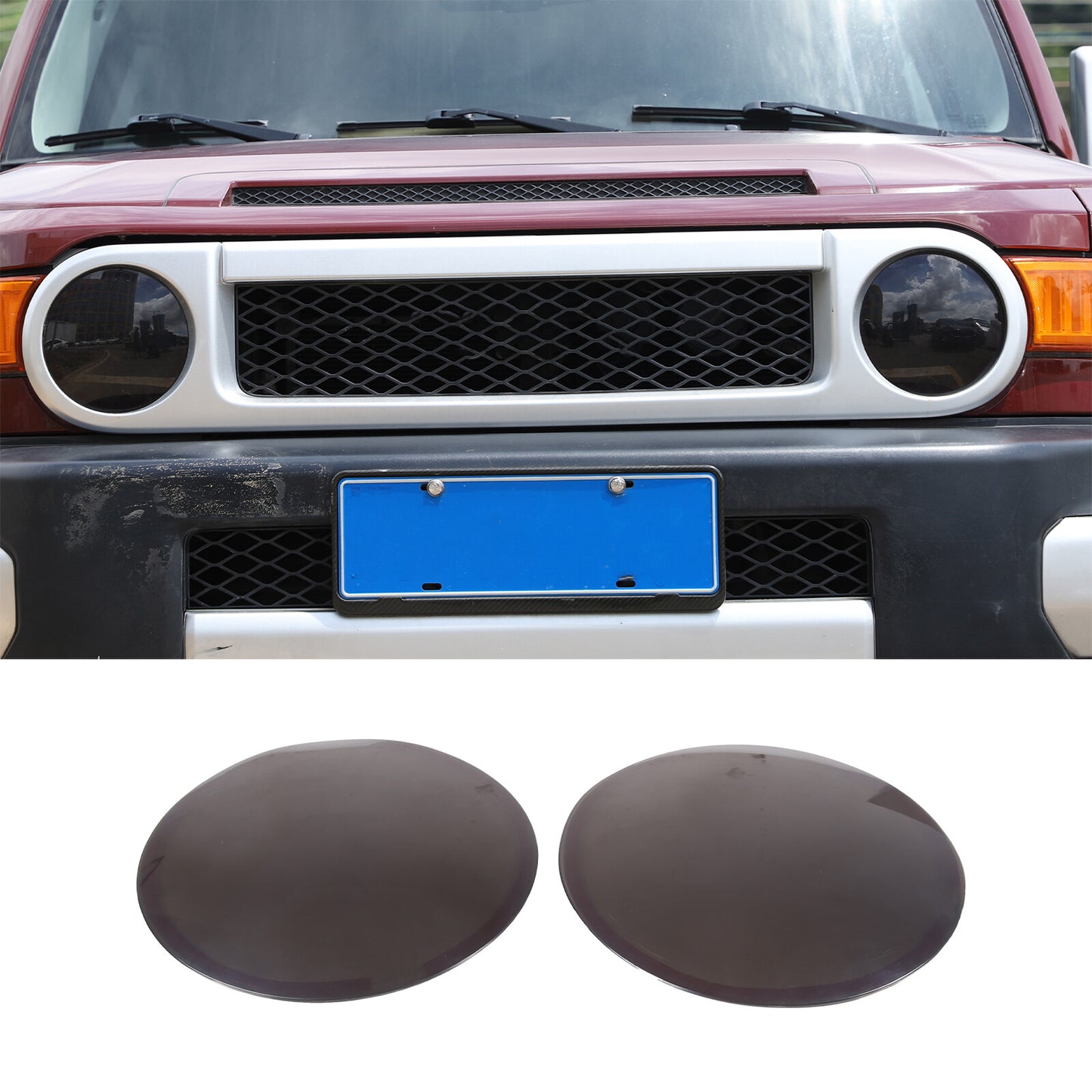 Smoked headlight bezel cover trim for Toyota FJ Cruiser 07-21