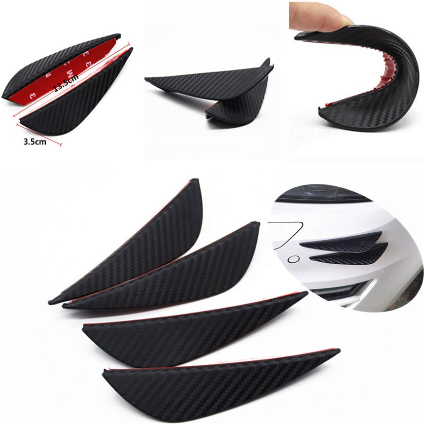Car Front Bumper Lip Splitter Fins 4Pcs Body Spoiler Strip Canards Valence Chin