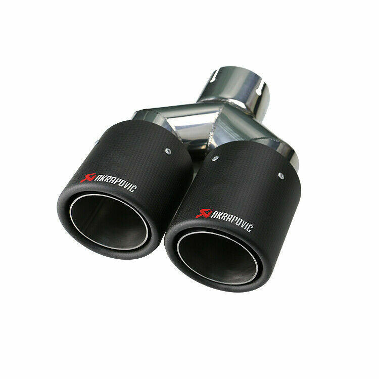 Universal Carbon Fiber Exhaust Tips Dual Pipe ID:2.5 63mm OD:3.5 89mm Y-Style