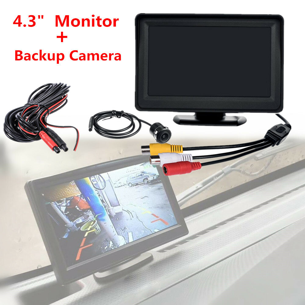 4.3-inch in-vehicle LCD screen, rearview monitor with reverse-facing camera and 1080P night vision backup camera. n