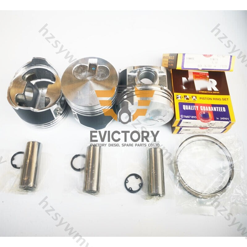 Pistons and piston rings 0.50 mm larger than standard for 3TNV76 engines.