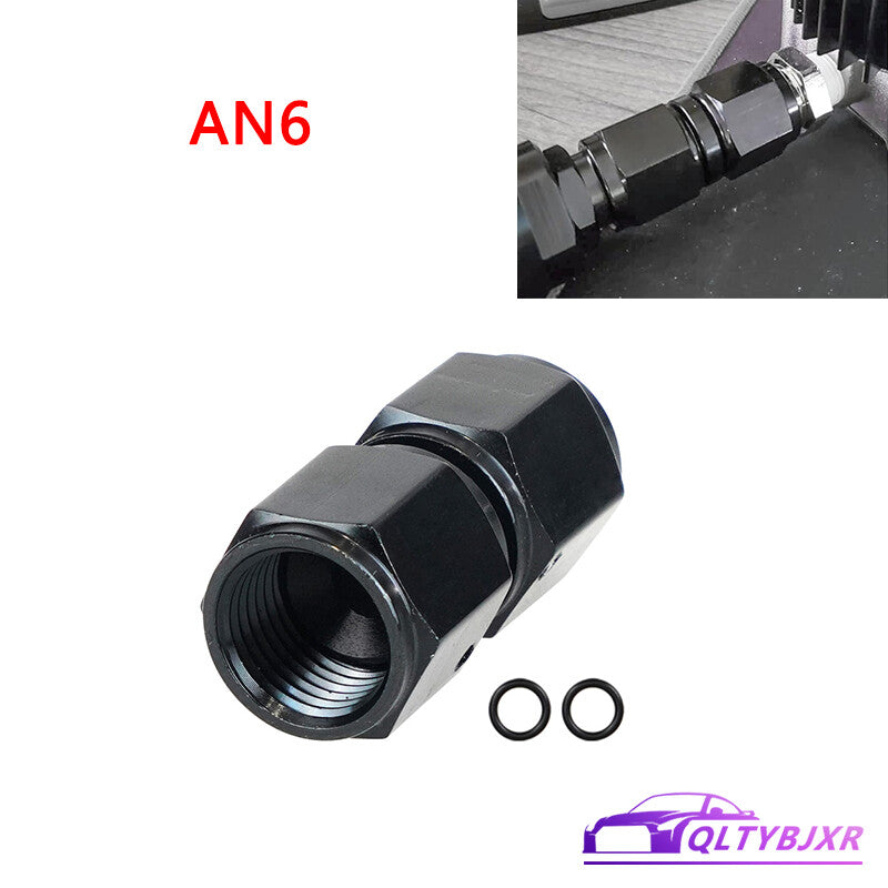 6AN to 6AN Female Straight Swivel Coupler Union Fitting Adapter Aluminum Black