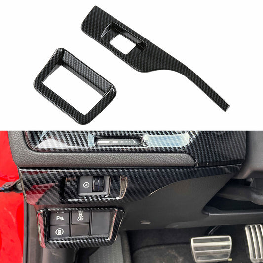 Carbon Fiber Look Headlight Button Cover Frame Trim for Honda for Civic 11th 2022-24