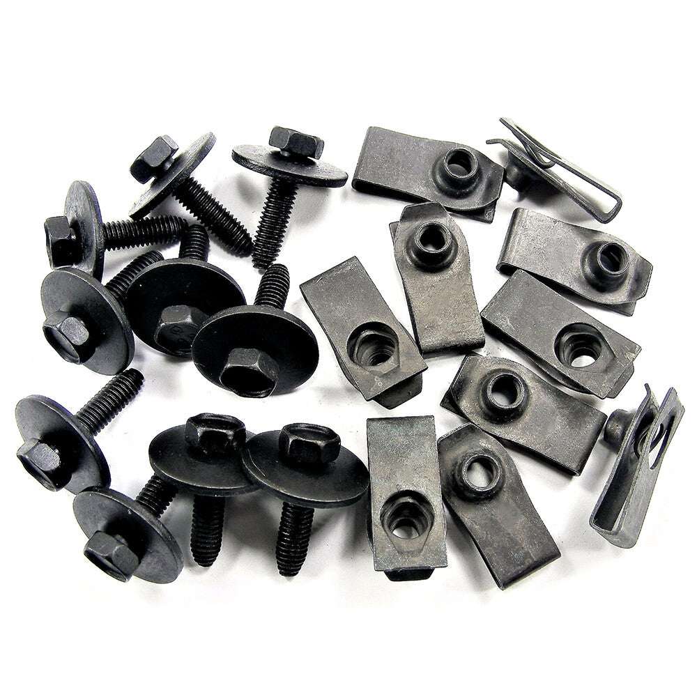 20 Pcs M6-1.0 x 25mm Long- 10mm Hex Body Bolts  U-nut Clips for Ford 147163194