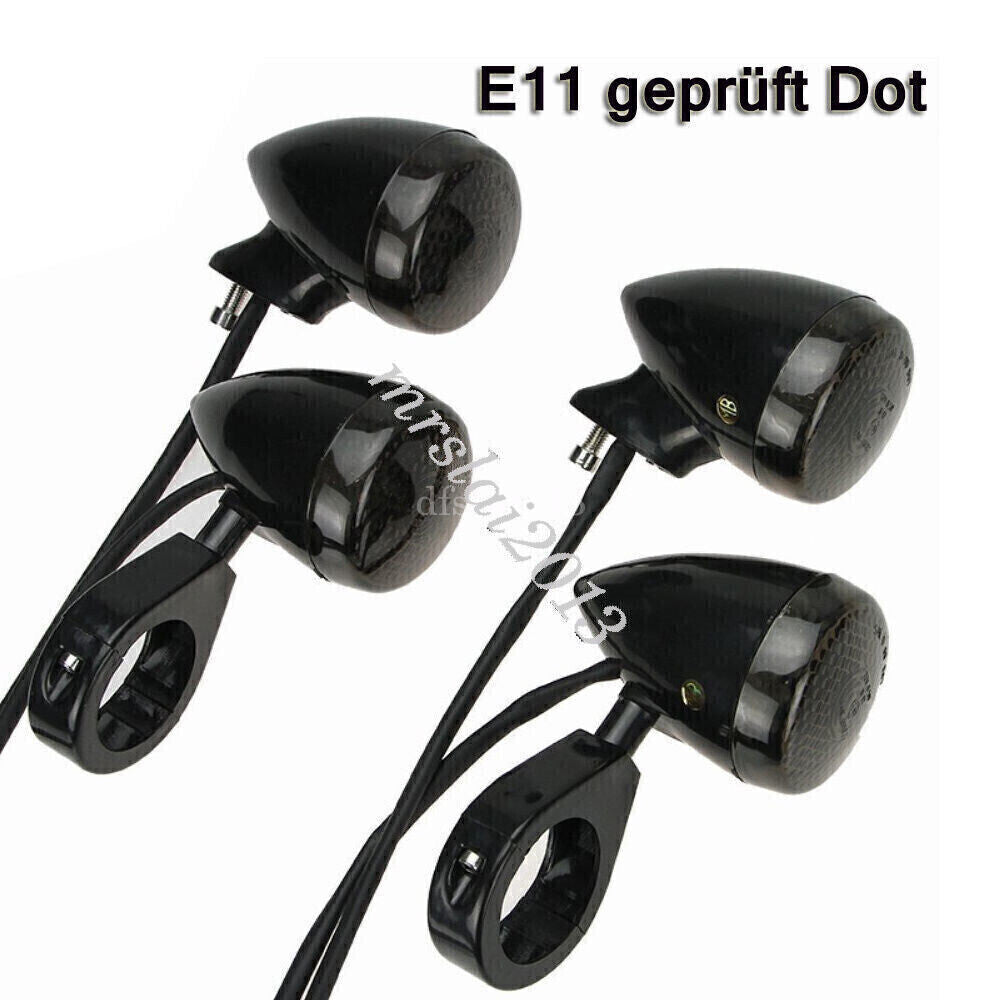 4X Motorcycle LED Turn Signal Light 41mm Front Rear Fork Clamp Black for Harley Q