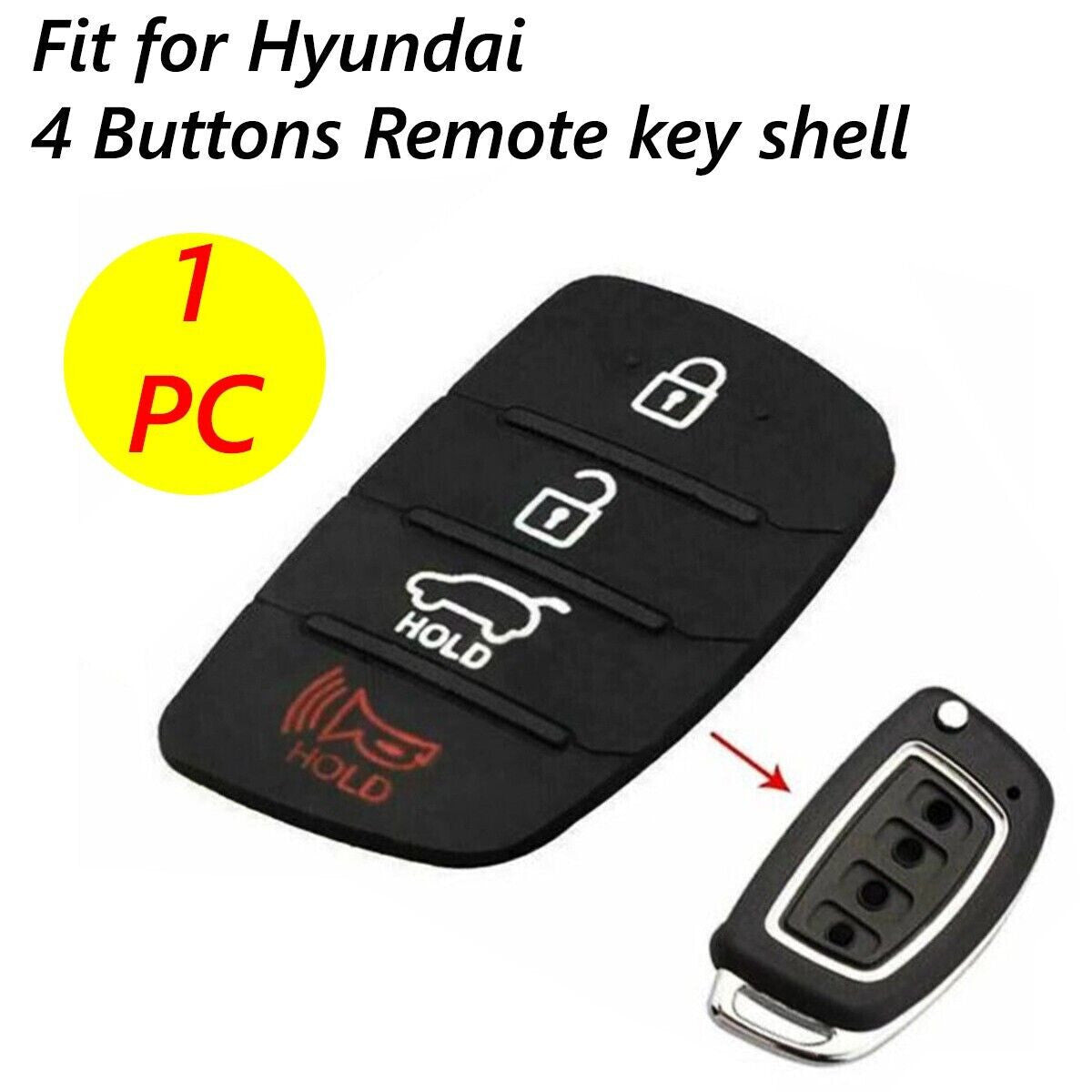 4 Button Car Key Fob Case Rubber Pad for Hyundai Sonata 2015 2016 2017 2018 2019 Q