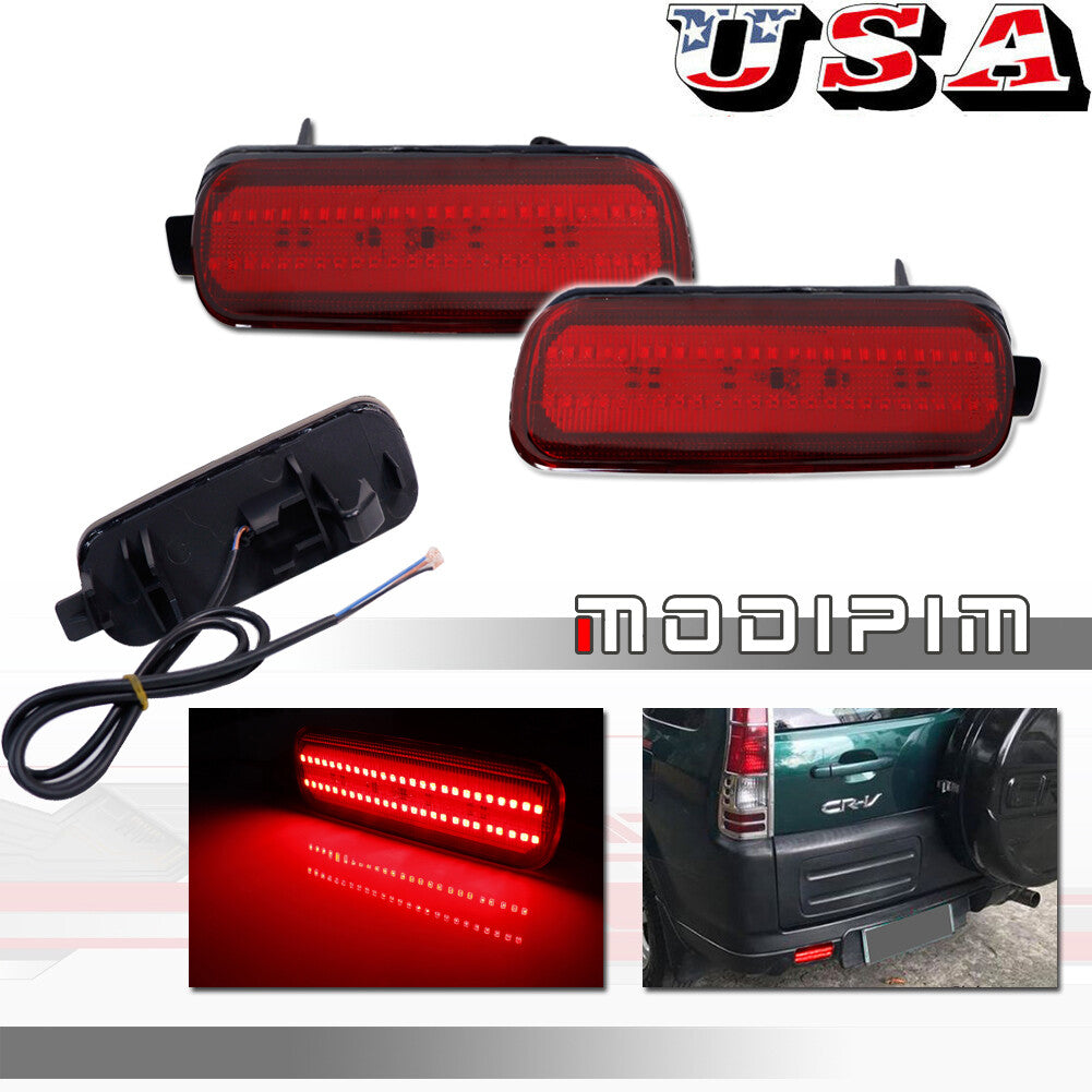 For 2002 - 2004 for Honda CR-V Red Lens Rear Reflector Fog Light Tail Brake Light Pair - v