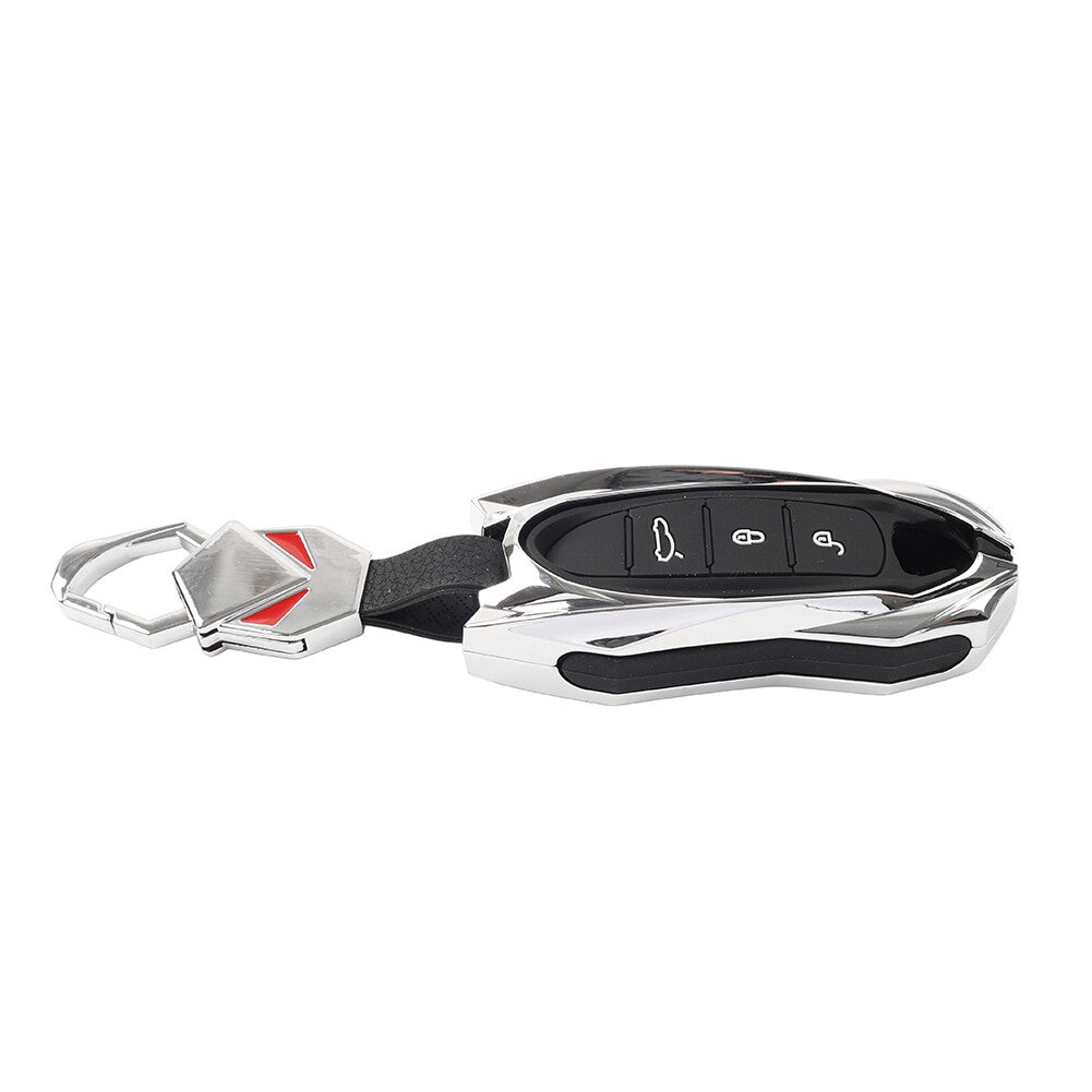 Silver Remote Key Fob Case Shell Cover for Porsche 718 for 911 Macan for Cayenne Cayman Q