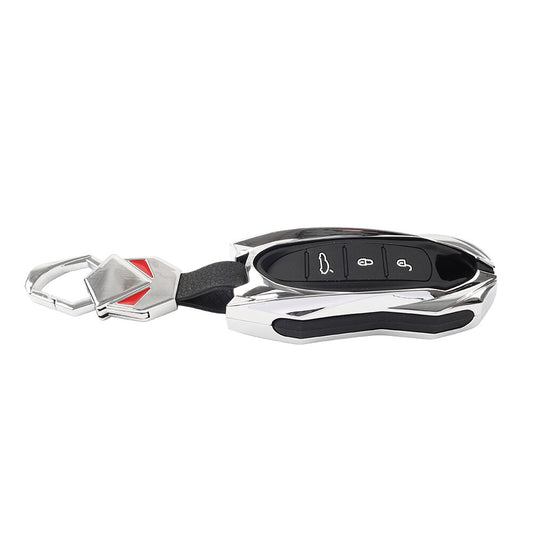 Silver Remote Key Fob Case Shell Cover for Porsche 718 for 911 Macan for Cayenne Cayman Q