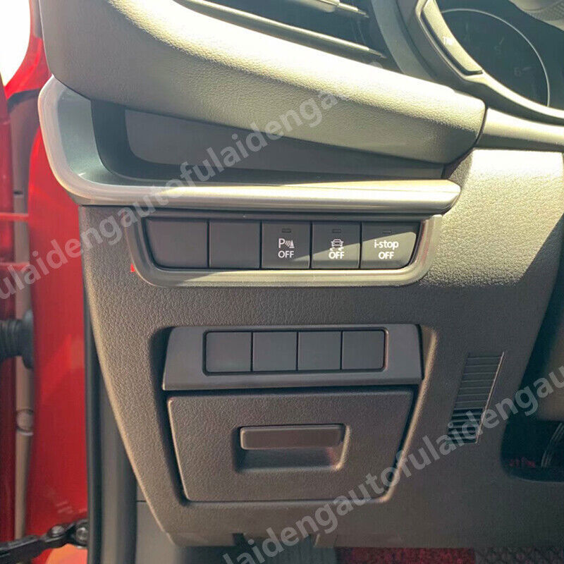 2P for Mazda 3 Axela 19-23 Carbon Fiber Look Headlight Switch Button Cover Trims