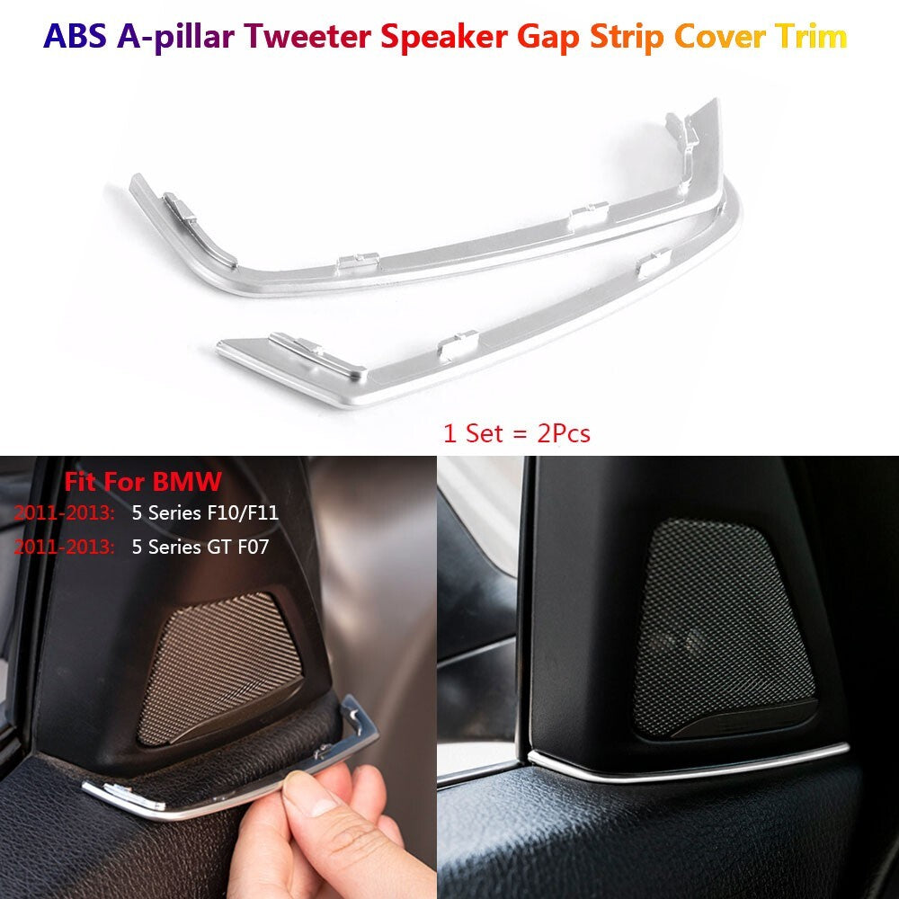 2x for BMW 5 Series F10 F11 Car A Pillar Speaker Gap Cover Trim Strips 2011-2013
