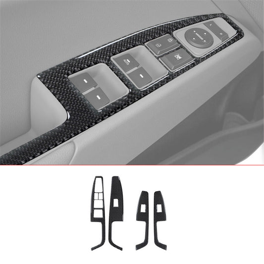 4Pcs Carbon Fiber Door Window Control Cover Trim for Hyundai for Elantra 2016-2018