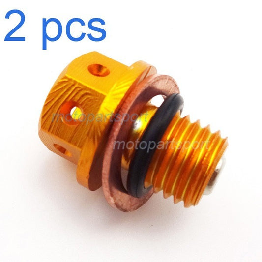 2x Magnetic Oil Drain Bolt Plug Gold for 50cc 110cc 125cc for Lifan YX Pit Dirt Bike Q