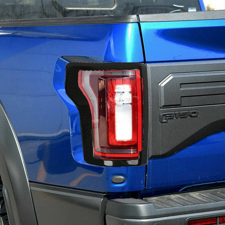 for Ford F-150 F150 2015-2020 Carbon Fiber Rear Tail Light Lamp Frame Cover Trim
