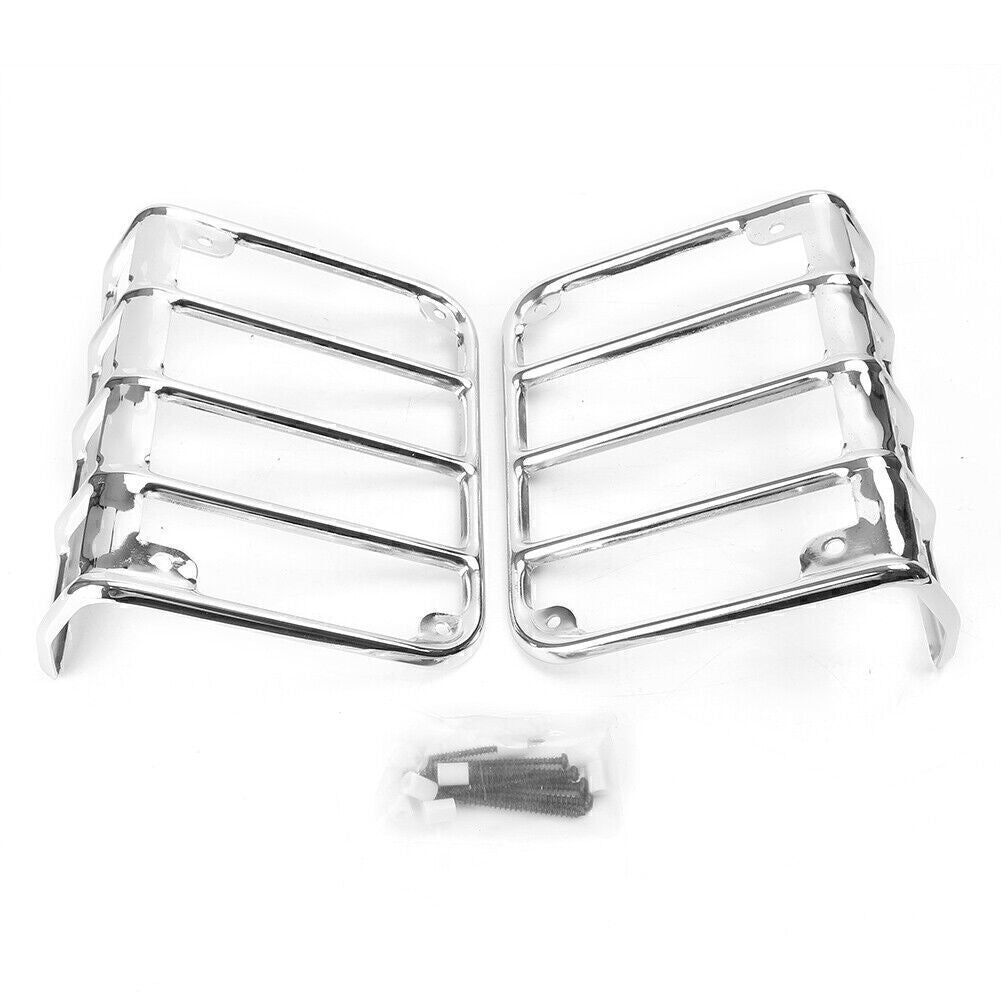 Pair Chrome Steel Rear Tail Light Guard Cover for JEEP for WRANGLER JK 2007-2016 Q