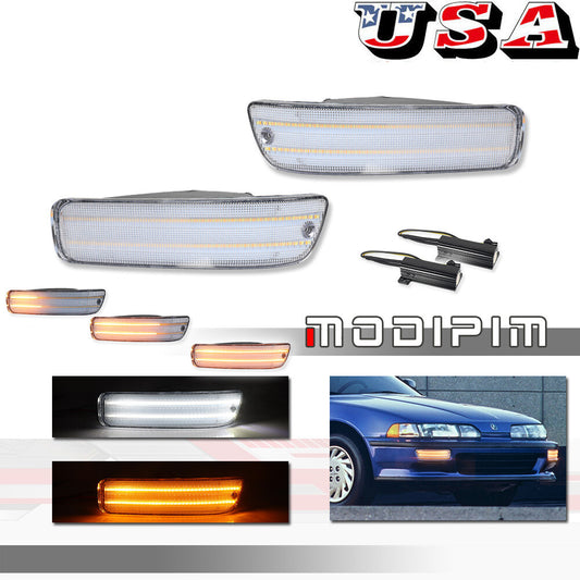2-piece transparent lens LED front DRL signal light suitable for 92-93 for Acura Integra RS/GS/LS/GSR- v