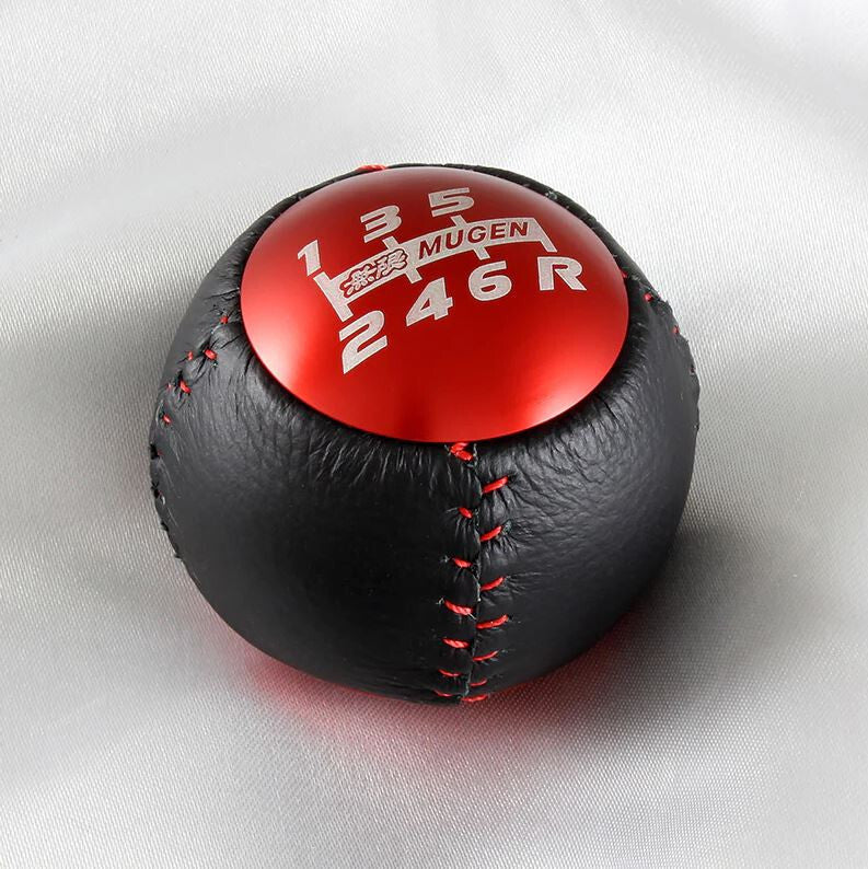 Car Shift Knob 6-speed Mugen, black and red PVC leather, suitable for Honda for Civic,CRX, for Acura .
