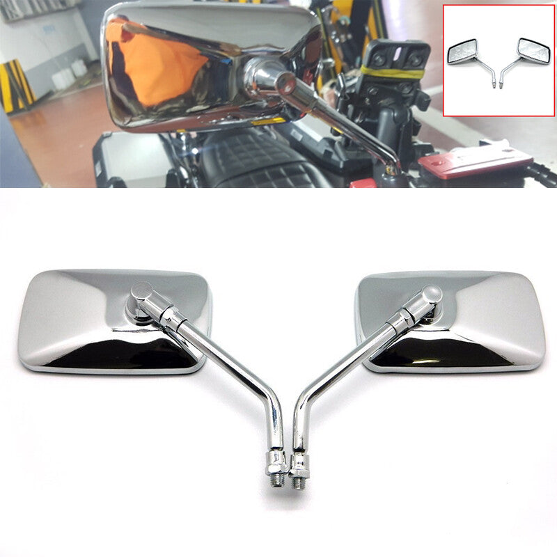 Universal 2X Motorcycle All-Terrain Vehicle Bicycle Rectangular Rearview Mirror Side Mirror Aluminum Rod - n
