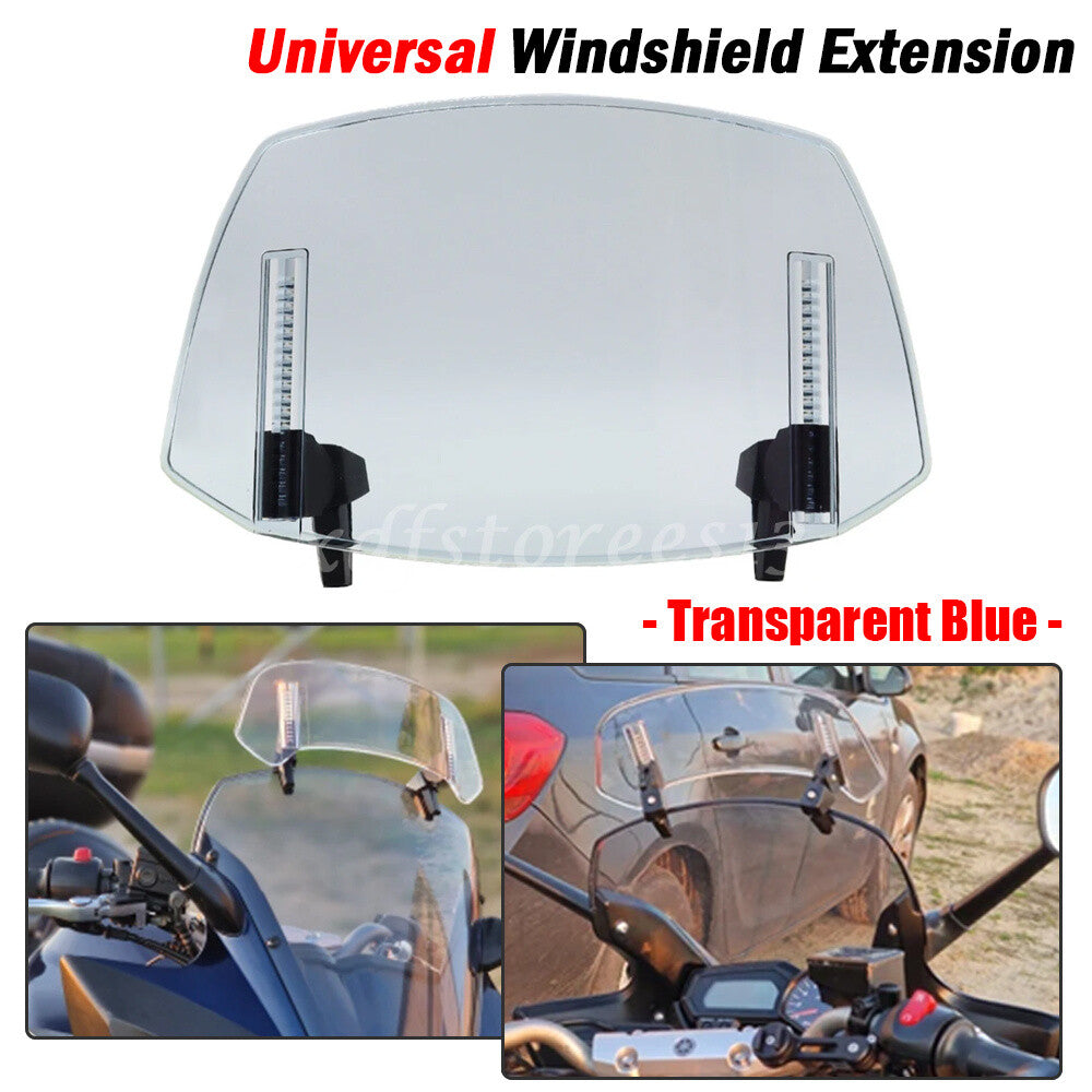 Motorcycle Clip on Windshield Adjustable Wind Screen Deflector Extension Spoiler Q