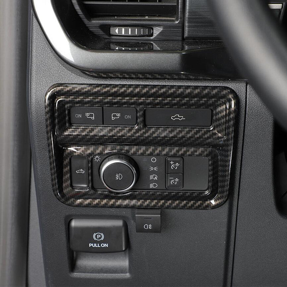 Car Headlight Switch Button Cover Trim For F150 21-2023 Accessories Carbon v