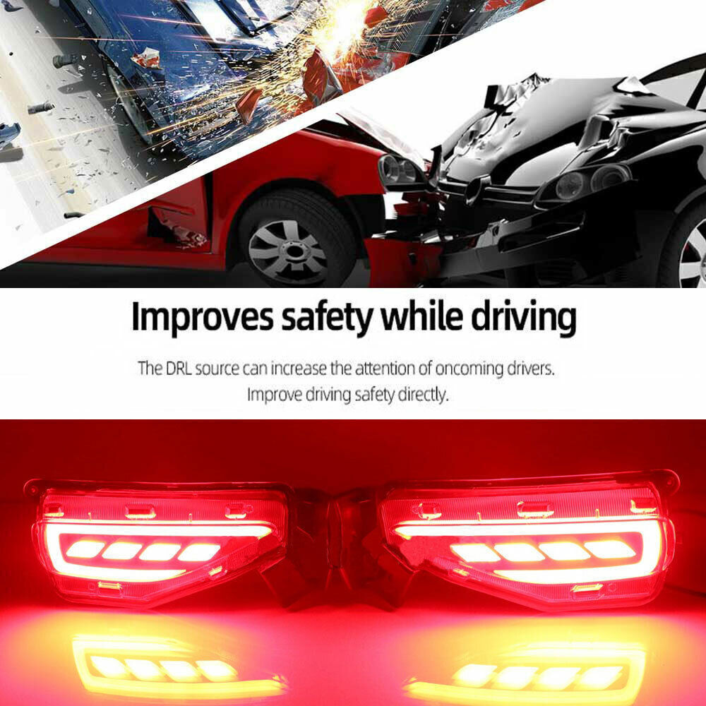 Pair LED Bumper Reflector Tail Brake Light Fog Lamp For Toyot@a Fortuner 15-17 n
