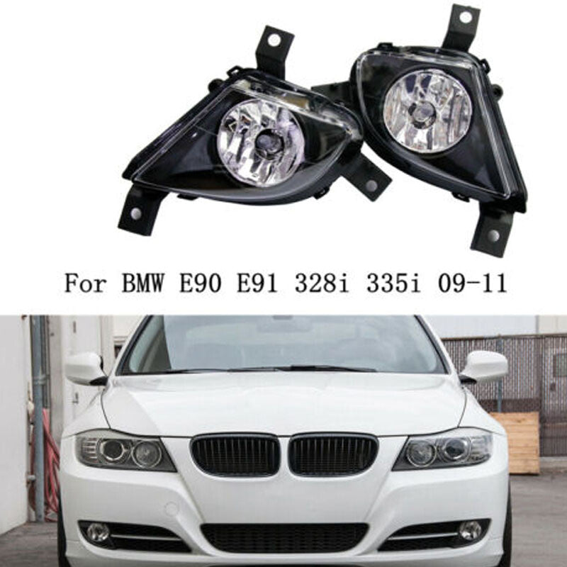 Replacement front bumper clear fog lights (one pair) for E90, E91, 328i, 335i (09-11-) n