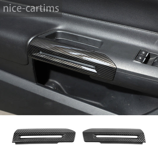 for Ford for Mustang 2015-2022 Interior Door Armrest Handle Cover ABS Carbon Fiber¡Á2