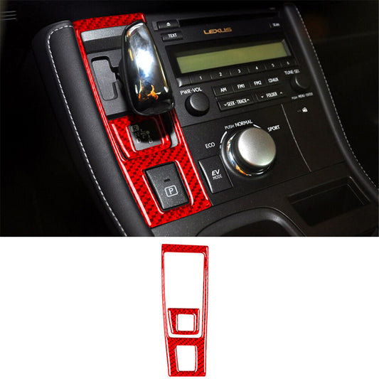 2Pcs Red Carbon Fiber Interior Gear Shift Cover Trim for Lexus CT200h 2011-2017