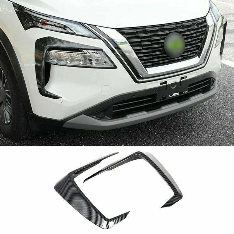for Nissan Rogue X-Trail 2021-2023 Carbon Fiber Front Fog Light Lamp Cover Trim