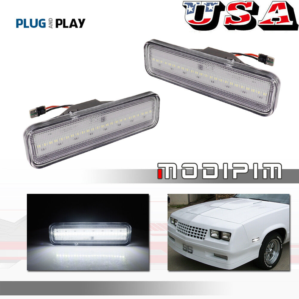 White LED Side Marker Lights for 1982 - 1987 for El Camino and for GMC Caballero - v